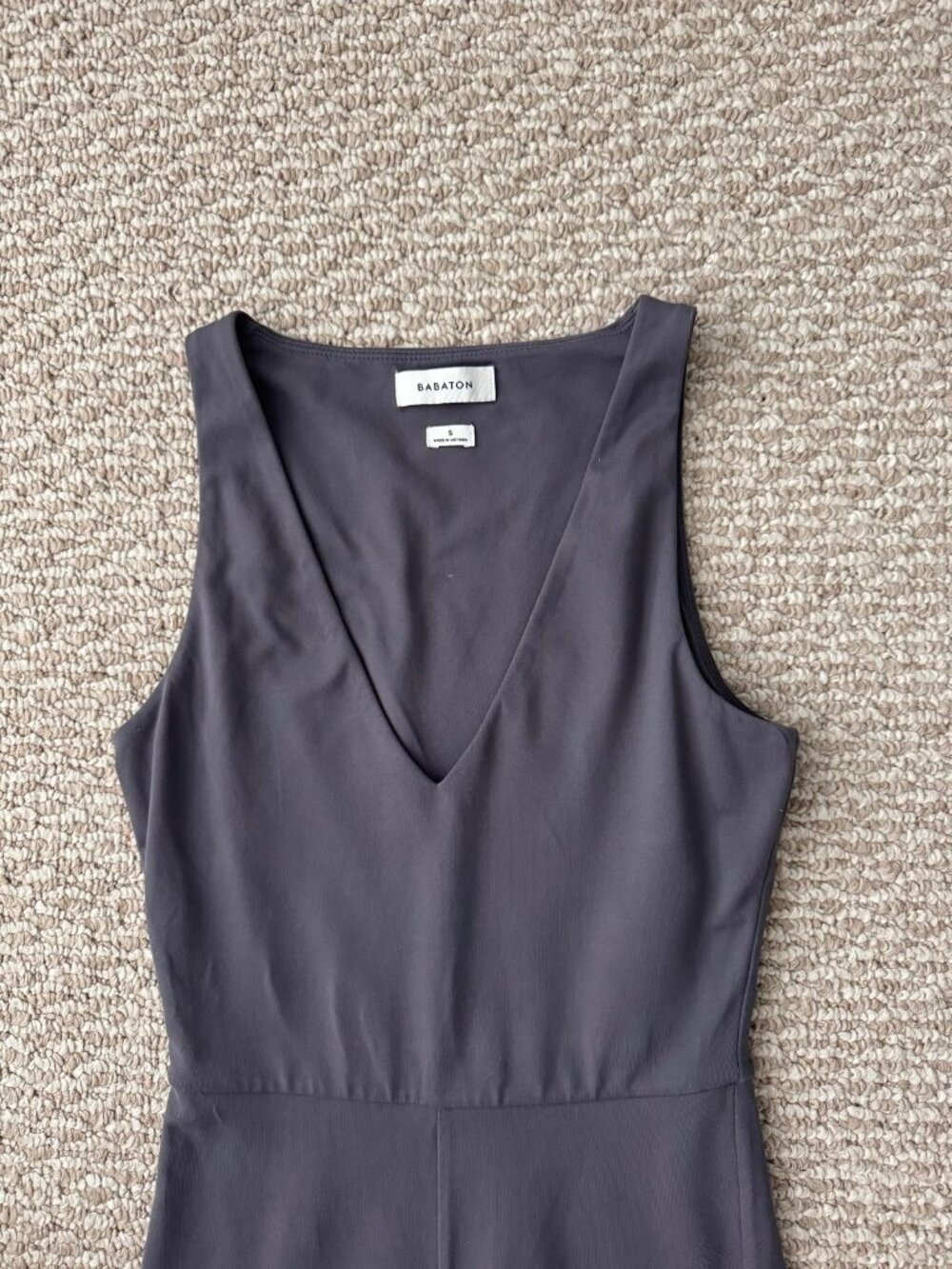 Aritzia Babaton Charcoal V Neck Biker Short Romper
